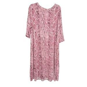 D-rama Lilly’s SnakeSkin Dress Rose Pink Size 1X 14-16 Knee Length 3/4 Sleeve
